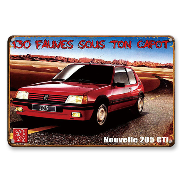 Plaque Métal Vintage 205 GTI