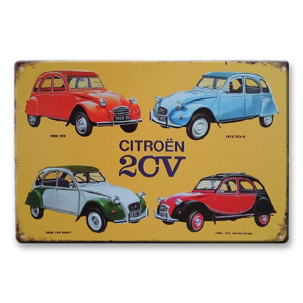 Décoration maison Plaque en Métal Vintage Citroën 2CV