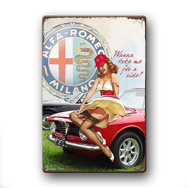 Décoration maison Plaque en Métal Vintage Alfa Romeo