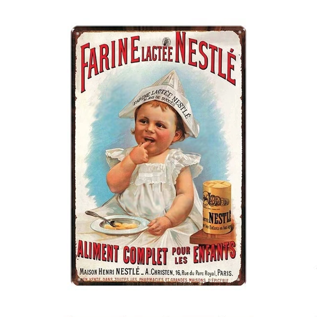 Décoration maison Plaque en Métal Vintage Farine Nestlé