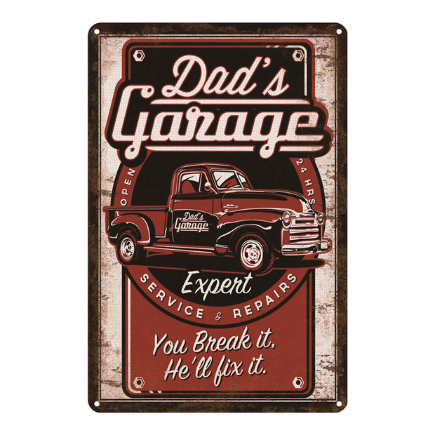 Plaque en Métal Vintage Garage de Papa