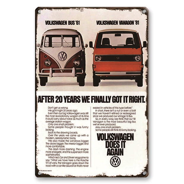 Plaque Métal Vintage Pub Van VW