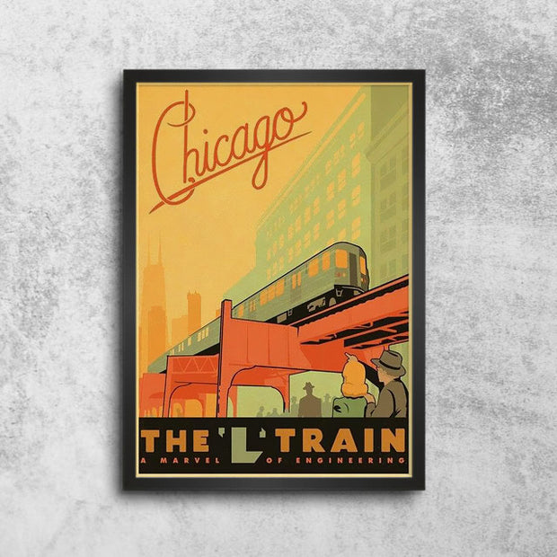 Décoration maison Affiche Vintage Chicago Métro