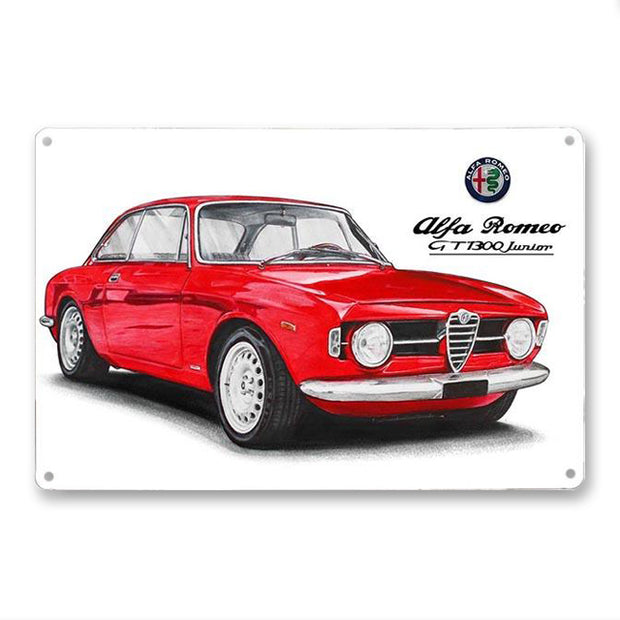 Décoration maison Plaque en Métal Vintage Alfa Romeo GT Junior