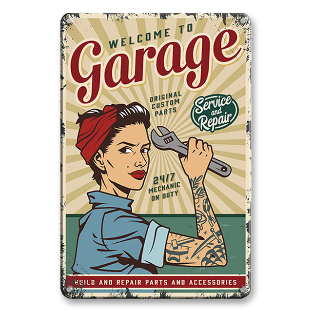 Plaque en Métal Vintage Garage Tattoo