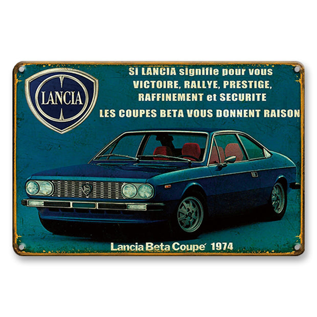 Décoration maison Plaque en Métal Vintage Lancia Beta