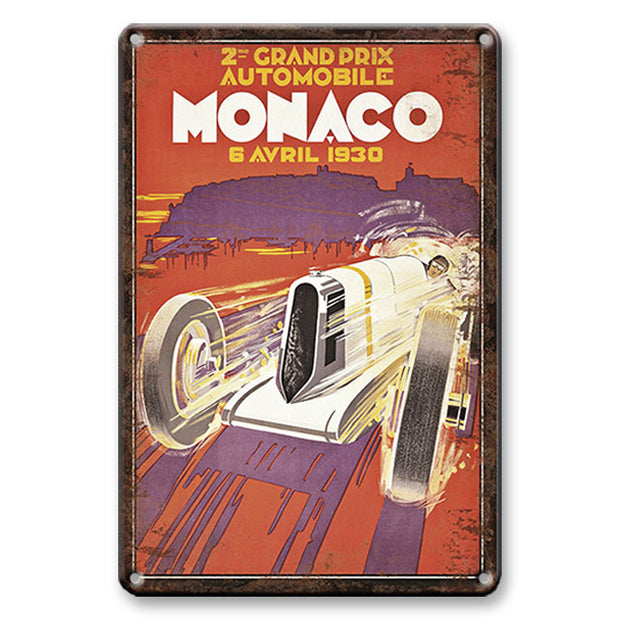 Décoration maison Plaque en Métal Vintage Grand Prix Monaco 1930