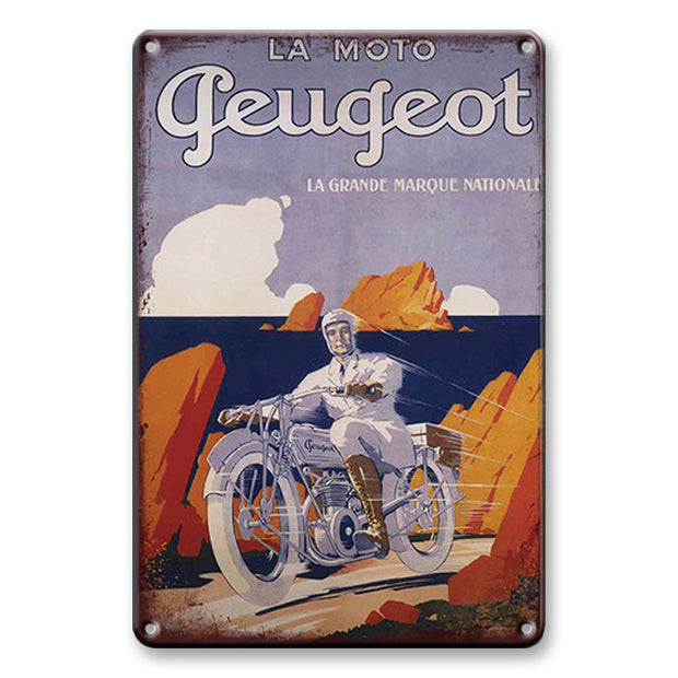 Décoration maison Plaque en Métal Vintage Moto Peugeot