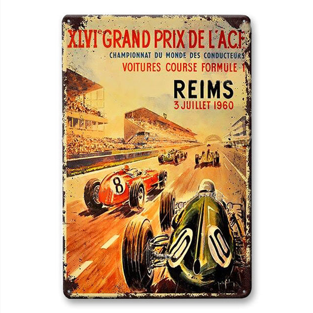 Décoration maison Plaque en Métal Vintage Grand Prix France 1960