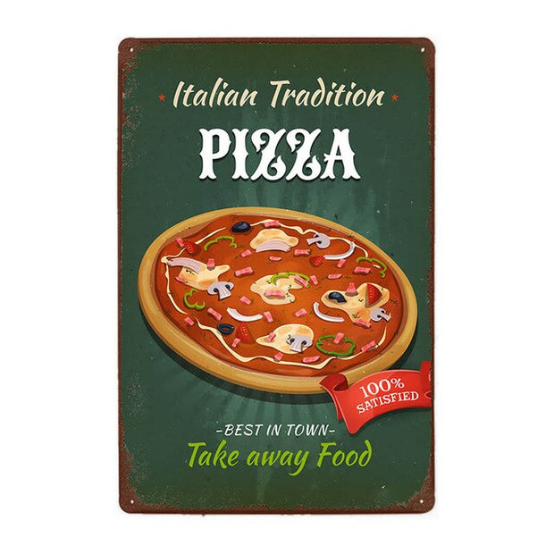Plaque Métal Décoration Pizza