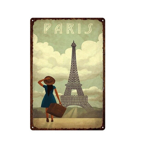 Plaque Métal Vintage Paris