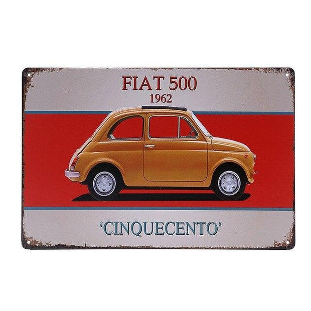 Décoration maison Plaque en Métal Vintage Fiat 500